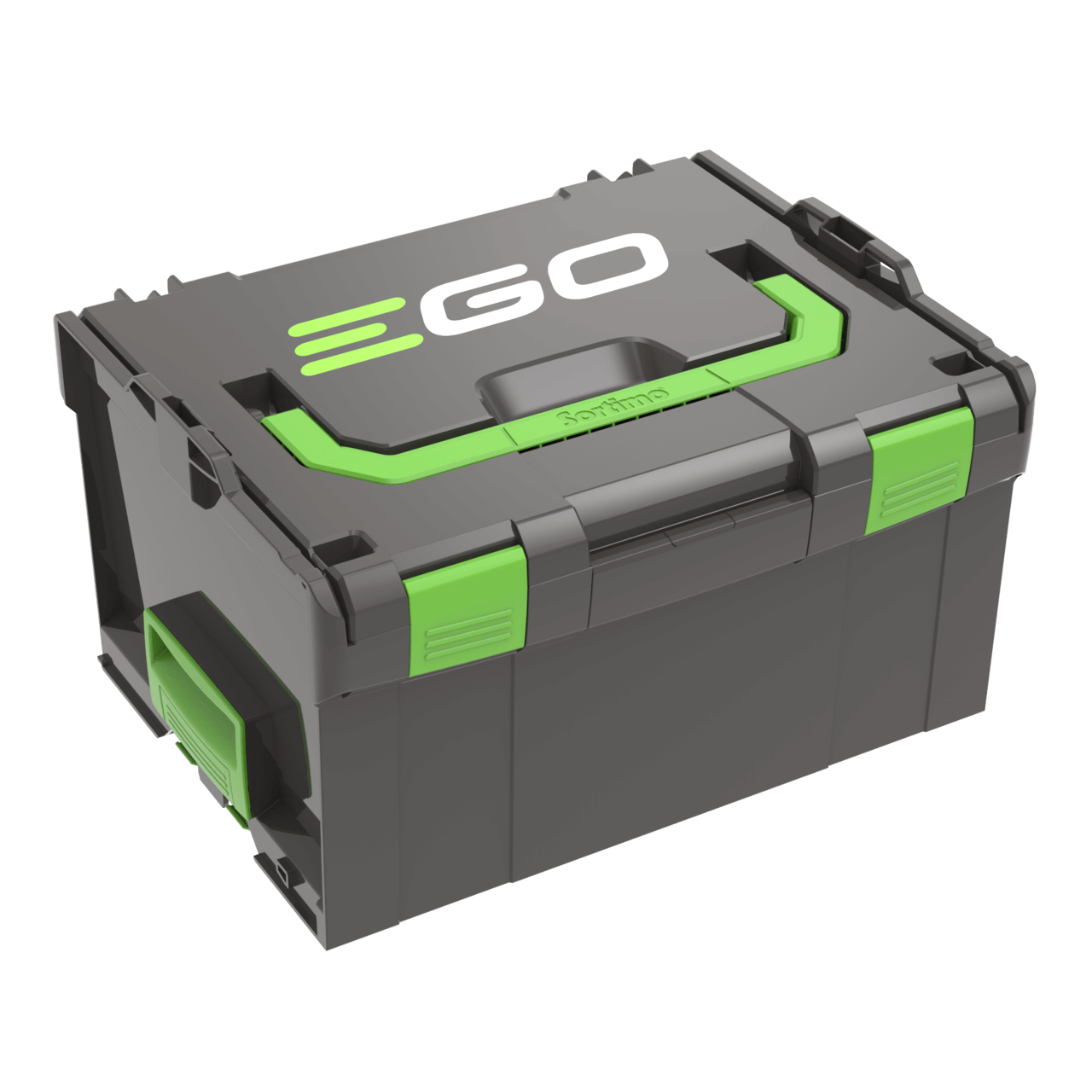 Kutija za prenošenje s pomoću koje se može prenijeti pet prijenosnih baterija svih EGO veličina. Moguće je spajanje na BBOX3000